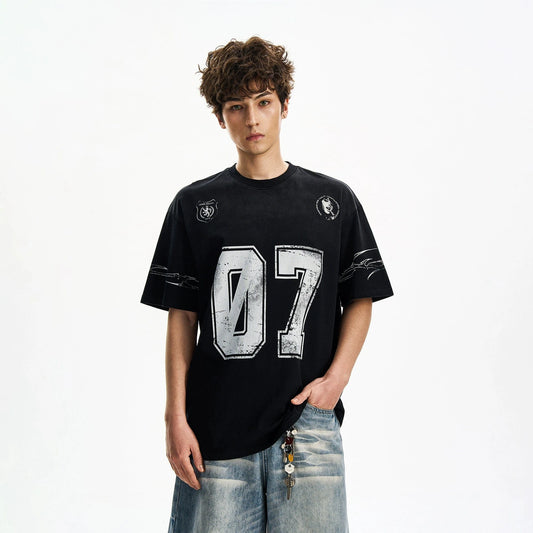 RT No. 19055 WASHED HEAVY NUMBERED 07 TEE