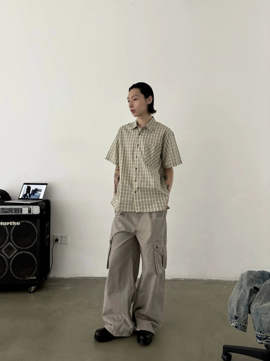 RT No. 19701 PLAID BUTTON-UP SHORT SLEEVE