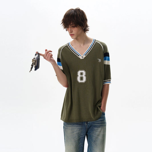 RT No. 18035 KNIT V-NECK 8 SHORTSLEEVE SWEATER