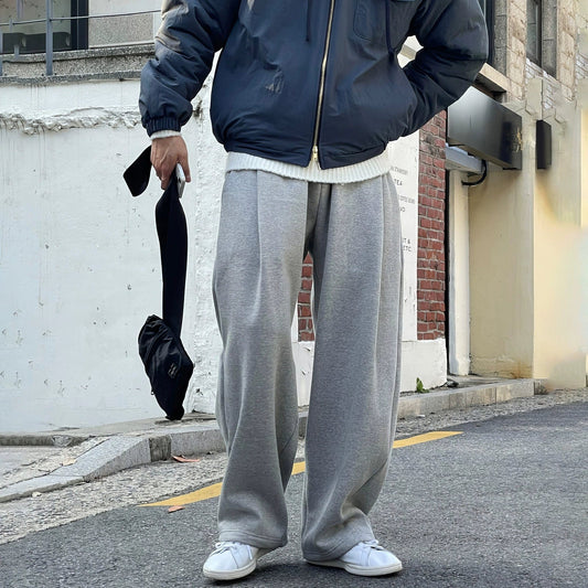 RT No. 12104 PLEATED FOLDED GRAY SWEATPANTS