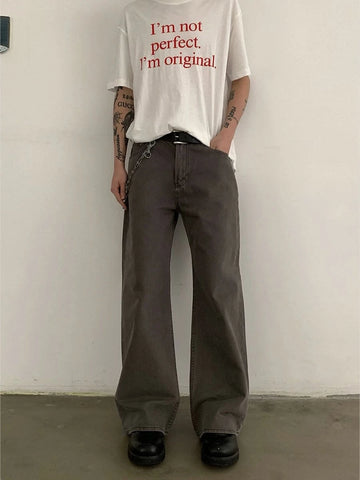 RT No. 19733 CEMENT ASH STRIAGHT JEANS