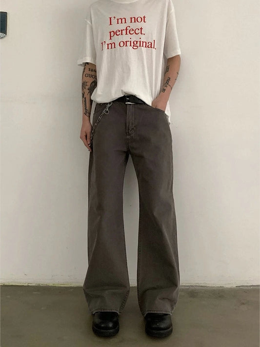 RT No. 19733 CEMENT ASH STRIAGHT JEANS