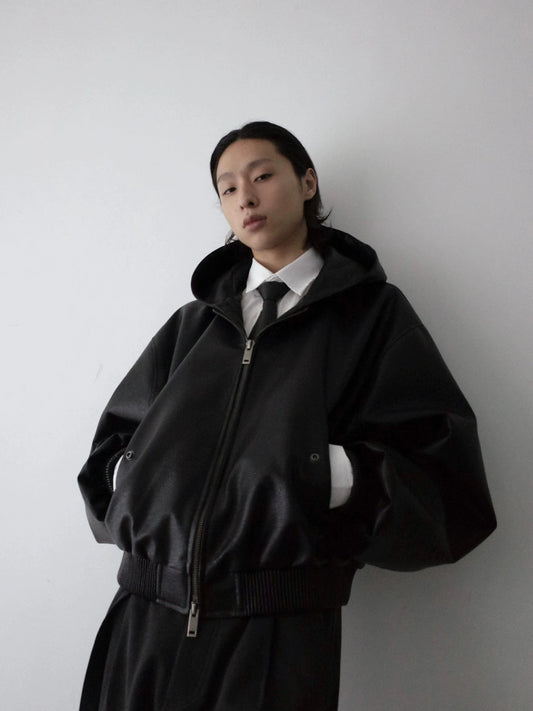 RT No. 29165 BLACK HOODED LEATHER JK