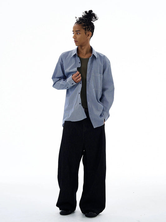 RT No. 19528 BLUE PLAID BUTTON-UP SHIRT