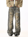 RT No. 19841 MUD BLUE DISTRESSED STRAIGHT JEANS