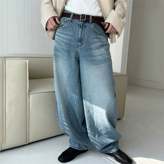 RT No. 11872 WASHED BAGGY STRAIGHT JEANS