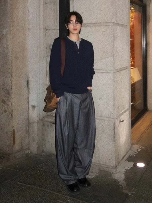 RT No. 32033 KNIT HENRY COLLAR SWEATER