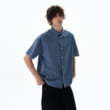 RT No. 12713 BLUE PLAID SHORT SLEEVE SHIRT