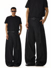 RT No. 18215 BLACK STRAIGHT BELT DENIM JEANS