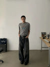 RT No. 18878 INK FADED BLACK BAGGY STRAIGHT JEANS