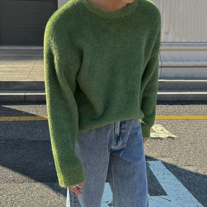 RT No. 11973 GREEN MOHAIR PULLOVER SWEATER