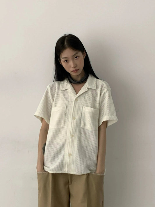RT No. 18880 HOLLOW COLLAR BUTTON-UP SHIRT