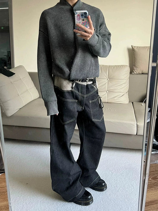 RT No. 18021 REVERSED STITCHED SCIMITAR DENIM JEANS
