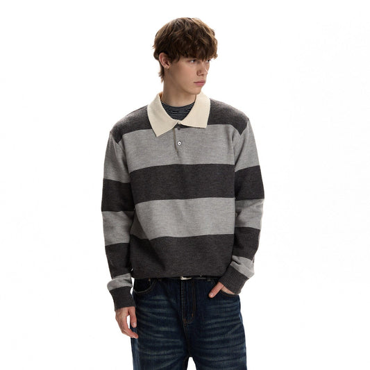 RT No. 59068 KNITWEAR STRIPED POLO SWEATER