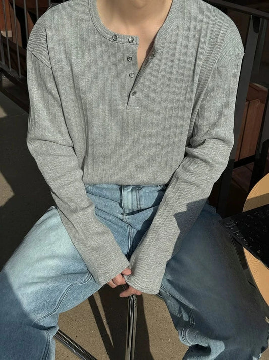RT No. 18502 KNIT HENRY COLLAR LONG SLEEVE