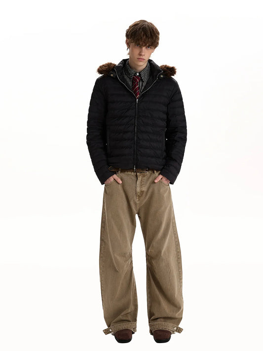 RT No. 50231 RIBBED FUR HOOD JACKET