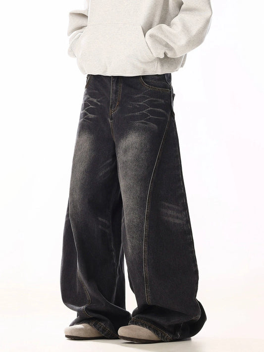 RT No. 19833 BLACK RODEO DENIM BAGGY STRAIGHT JEANS