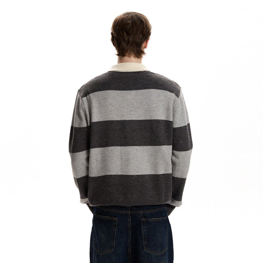 RT No. 59068 KNITWEAR STRIPED POLO SWEATER