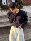 RT No. 19519 DARK BLUE HENRY COLLAR LONGSLEEVE