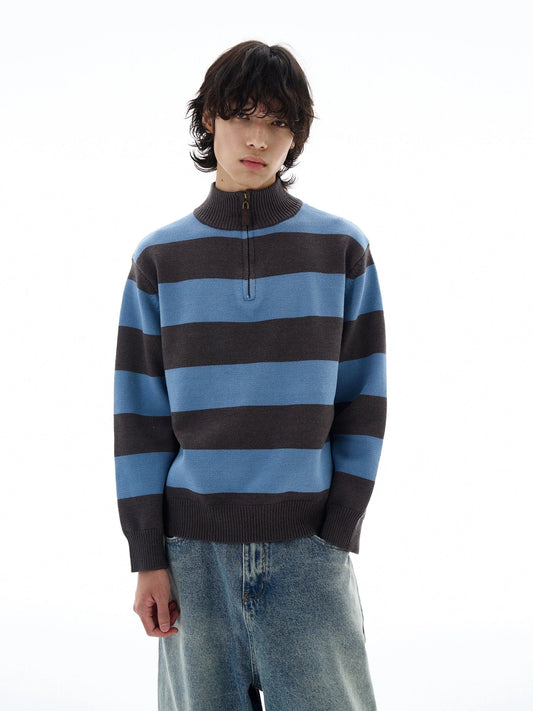 RT No. 25028 KNIT STRIPE HALF ZIPPER SWEATER