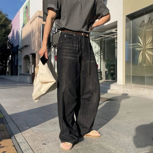 RT No. 19047 WHISKER WASHED WIDE STRAIGHT PANTS