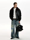 RT No. 50112 FUR COLLAR LEATHER JACKET