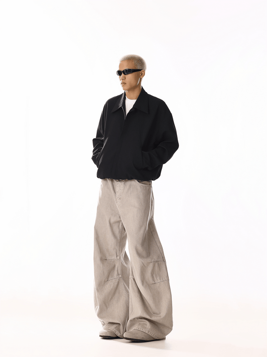 RT No. 19806 RECONSTRUCTED CREAM WIDE STRAIGHT JEANS