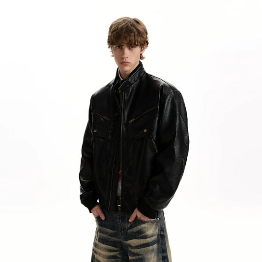 RT No. 40537 BOXY LEATHER JACKET