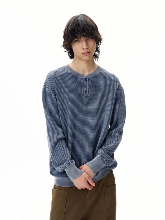 RT No. 31006 WAFFLE KNIT HENRY COLLAR SWEATER