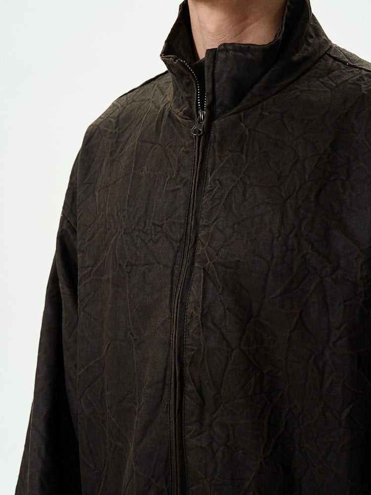 RT No. 11993 CRACKED BROWN ZIP-UP WINDBREAKER