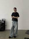 RT No. 19705 WASHED BLUE BAGGY STRAIGHT DENIM JEANS