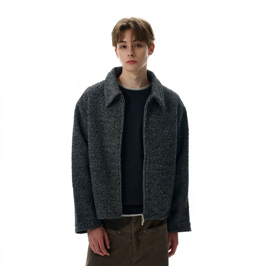 RT No. 40761 GRAY SILHOUETTE TWEED ZIPPER JACKET