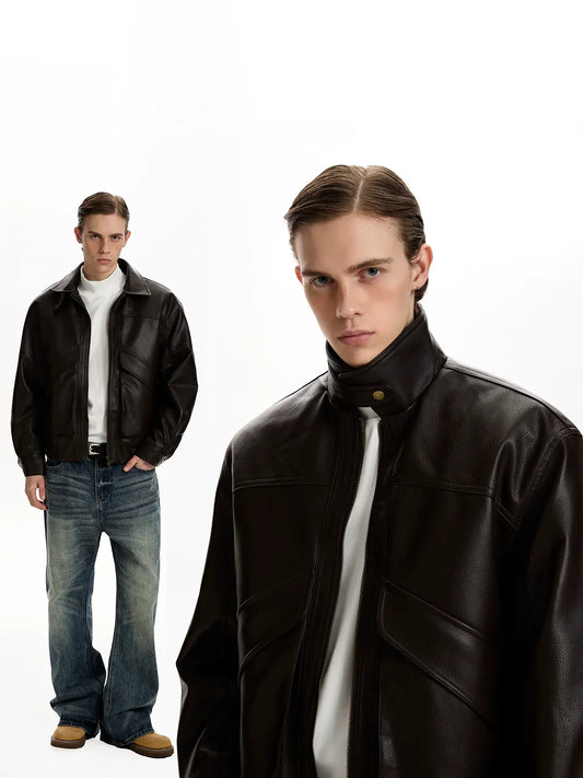 RT No. 45027 SILHOUETTE COLLAR LEATHER JACKET