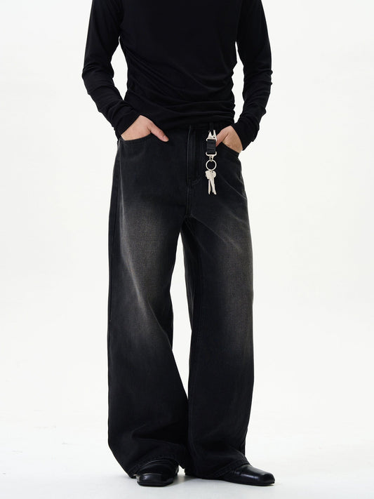 RT No. 12069 WASHED BLACK DENIM STRAIGHT JEANS