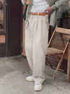 RT No. 13016 PLEATED CREAM STRAIGHT PANTS