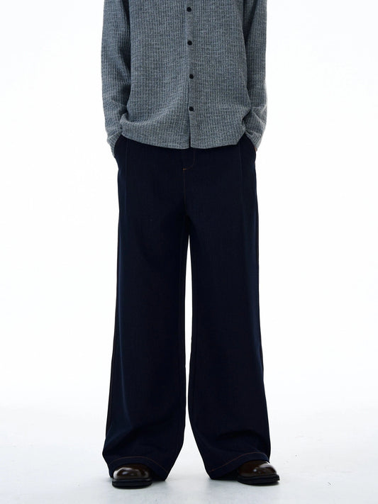 RT No. 20029 PLEATED DENIM STRAIGHT JEANS