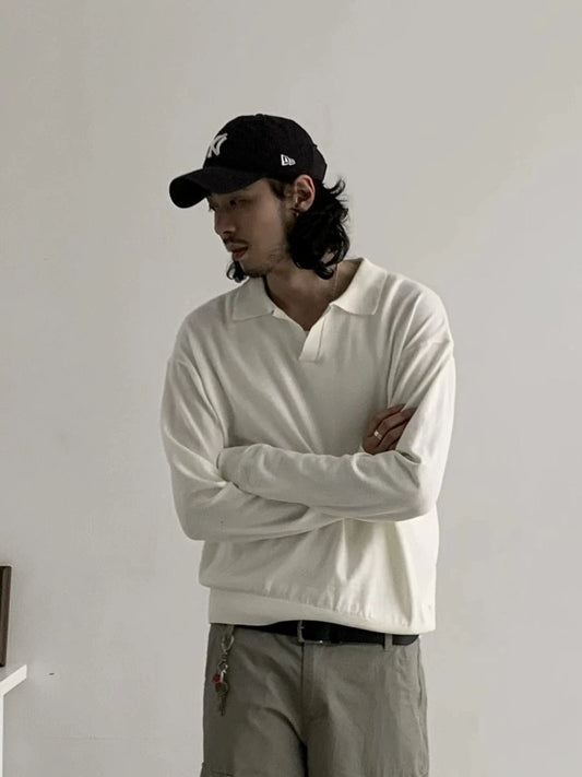 RT No. 18759 BOXY KNIT POLO LONGSLEEVE