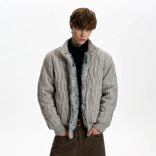 RT No. 50111 KNITWEAR WOLF COLLAR JACKET