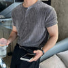 RT No. 19014 GRAY VELVET HENRY COLLAR SHORT SLEEVE