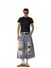RT No. 18249 RIPPED BLUE DENIM SHORTS
