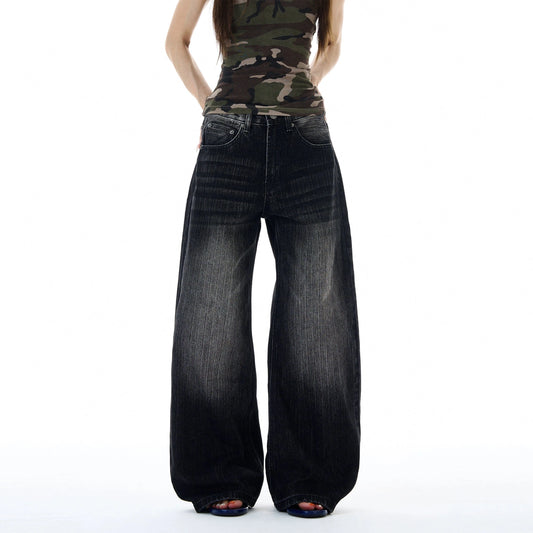 RT No. 19539 WASHED BLACK BAGGY JEANS