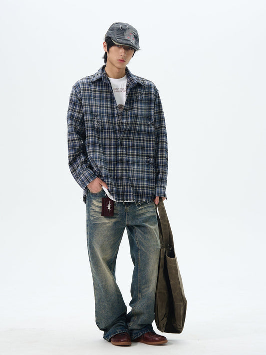 RT No. 12629 DISTRESSED PLAID SHIRT