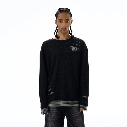 RT No. 19545 KNIT TWO-PIECE RIPPED LONGSLEEVE