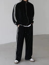 RT No. 18293 VELVET STRIPE STAND COLLAR JK & STRAIGHT PANTS