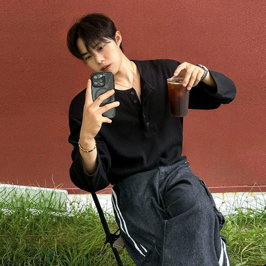 RT No. 25006 WAFFLE KNIT HENRY LONGSLEEVE
