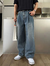 RT No. 18273 PLEATED DENIM STRAIGHT JEANS
