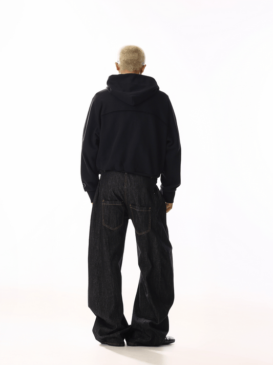 RT No. 19840 BLACK RECONSTRUCTED SCIMITAR DENIM JEANS
