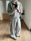 RT No. 19048 PLEATED ASH LINEN STRAIGHT PANTS