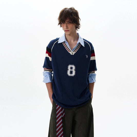 RT No. 18035 KNIT V-NECK 8 SHORTSLEEVE SWEATER