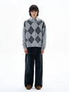 RT No. 29037 KNITWEAR DIAMOND CARDIGAN SWEATER